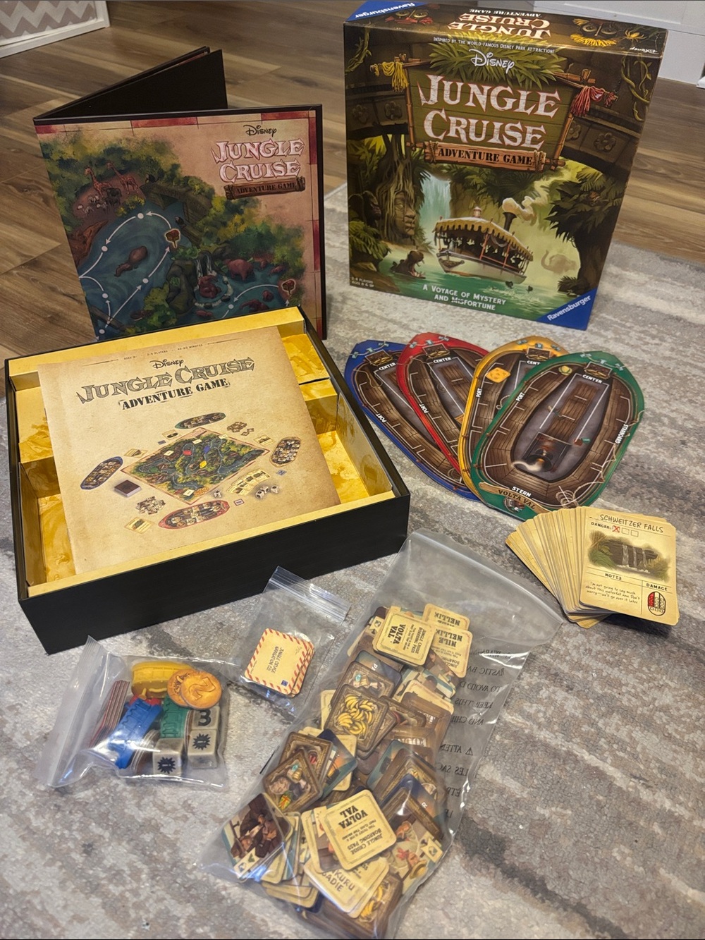 Disney Jungle Cruise Adventure Game - Green, Brown, Yellow, Red, Blue Components